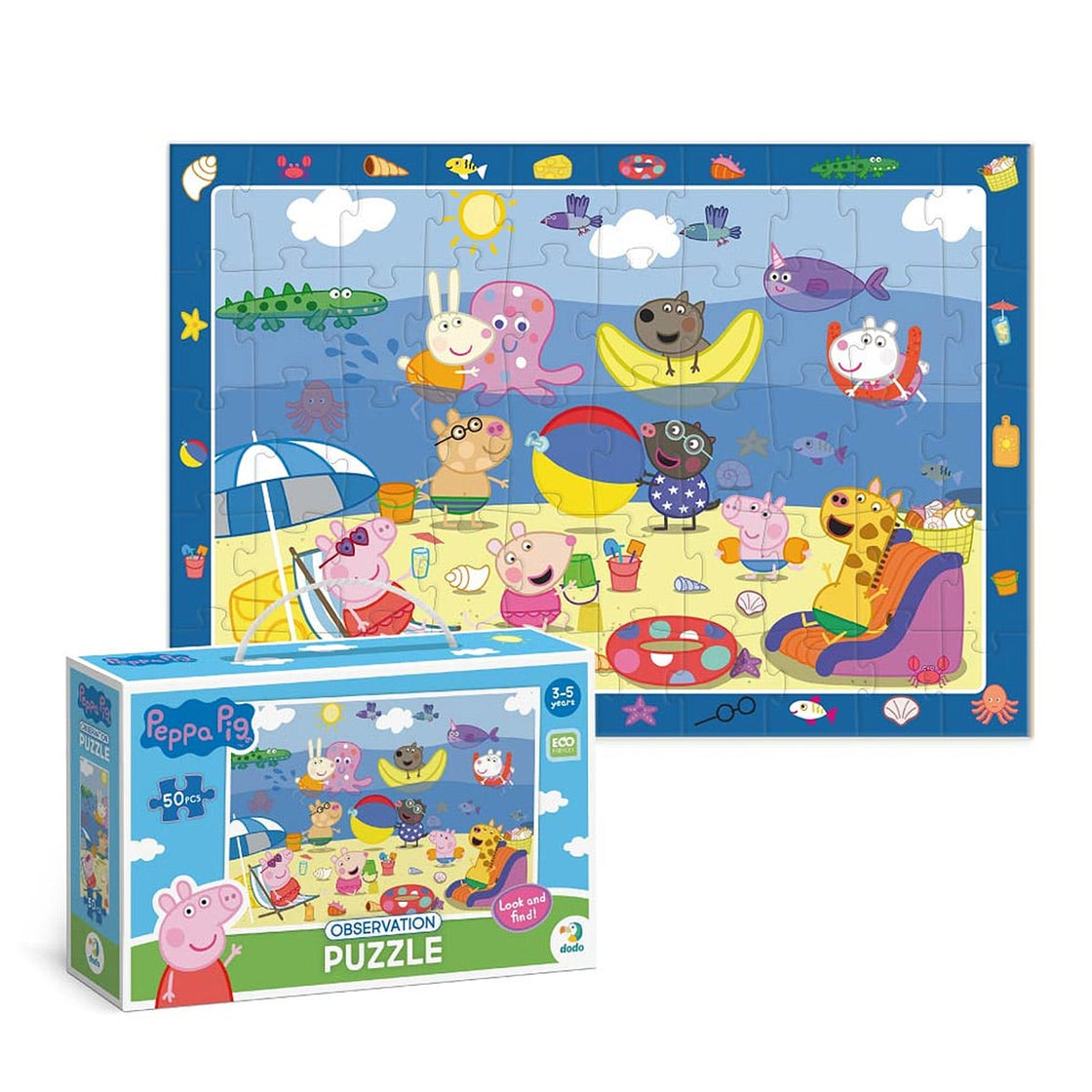 Puzzle de observare Peppa Pig, Vacanta de vara, 50 piese