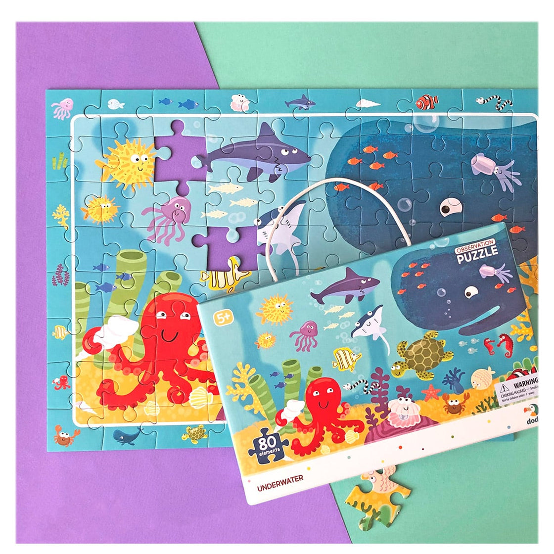 Puzzle de observare, Animale marine, 80 piese