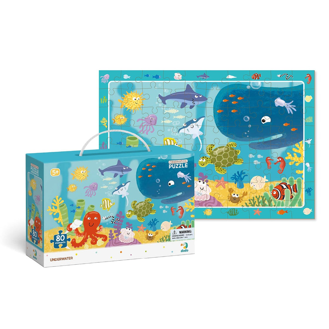 Puzzle de observare, Animale marine, 80 piese