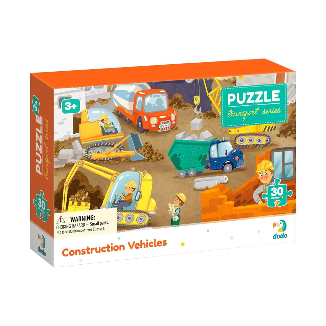 Puzzle educativ, Vehicule de constructie, 30 piese