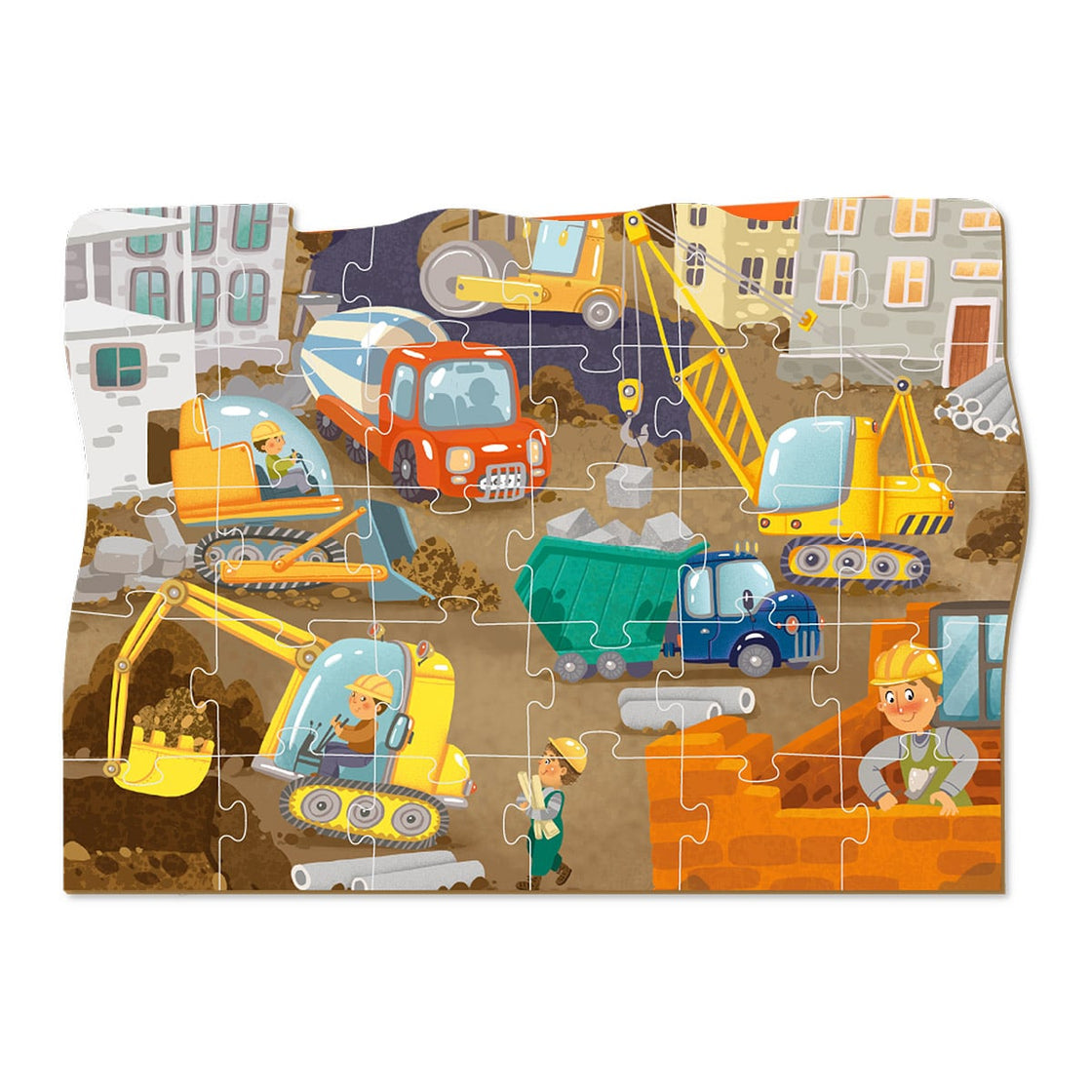 Puzzle educativ, Vehicule de constructie, 30 piese