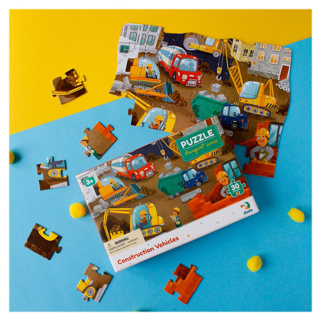 Puzzle educativ, Vehicule de constructie, 30 piese