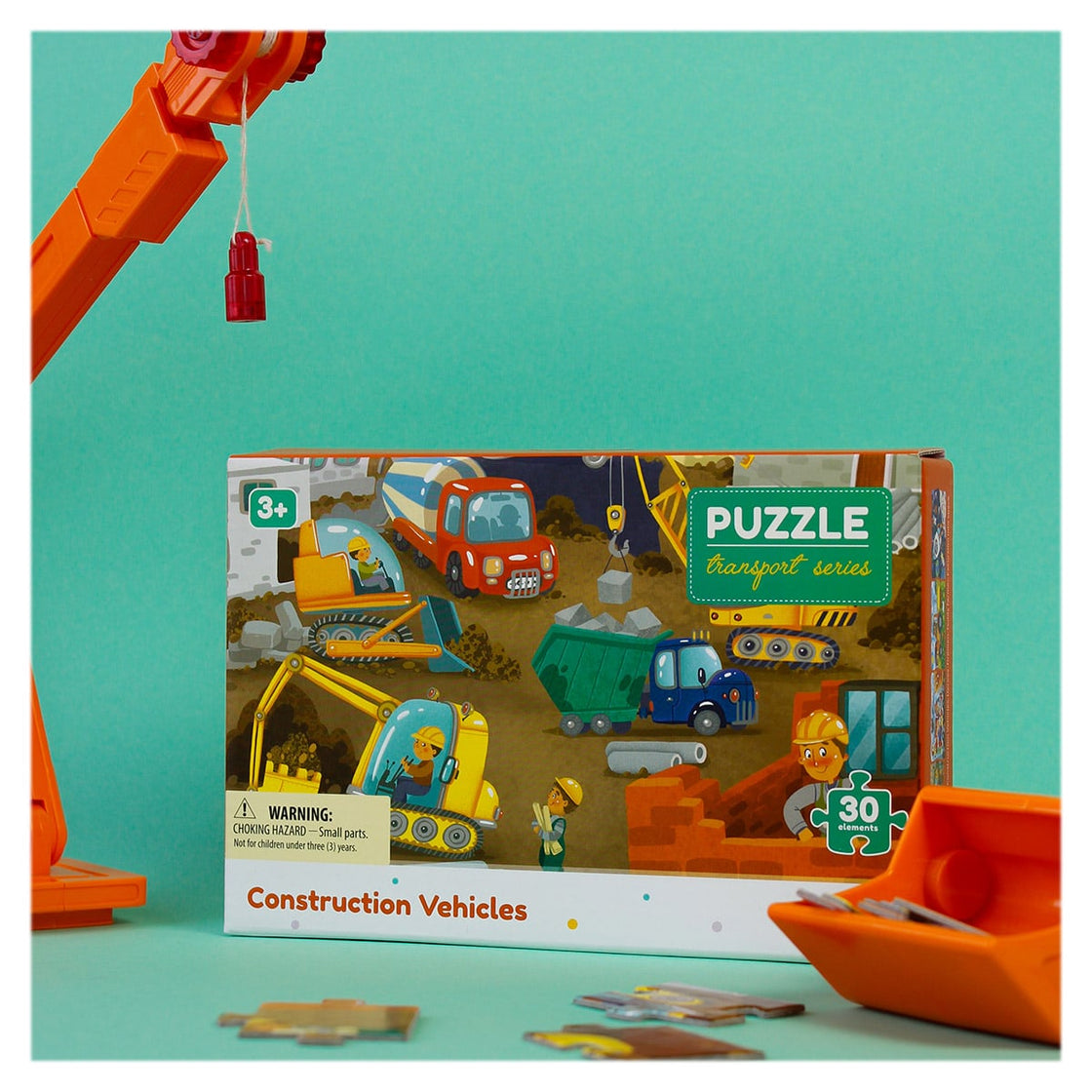 Puzzle educativ, Vehicule de constructie, 30 piese