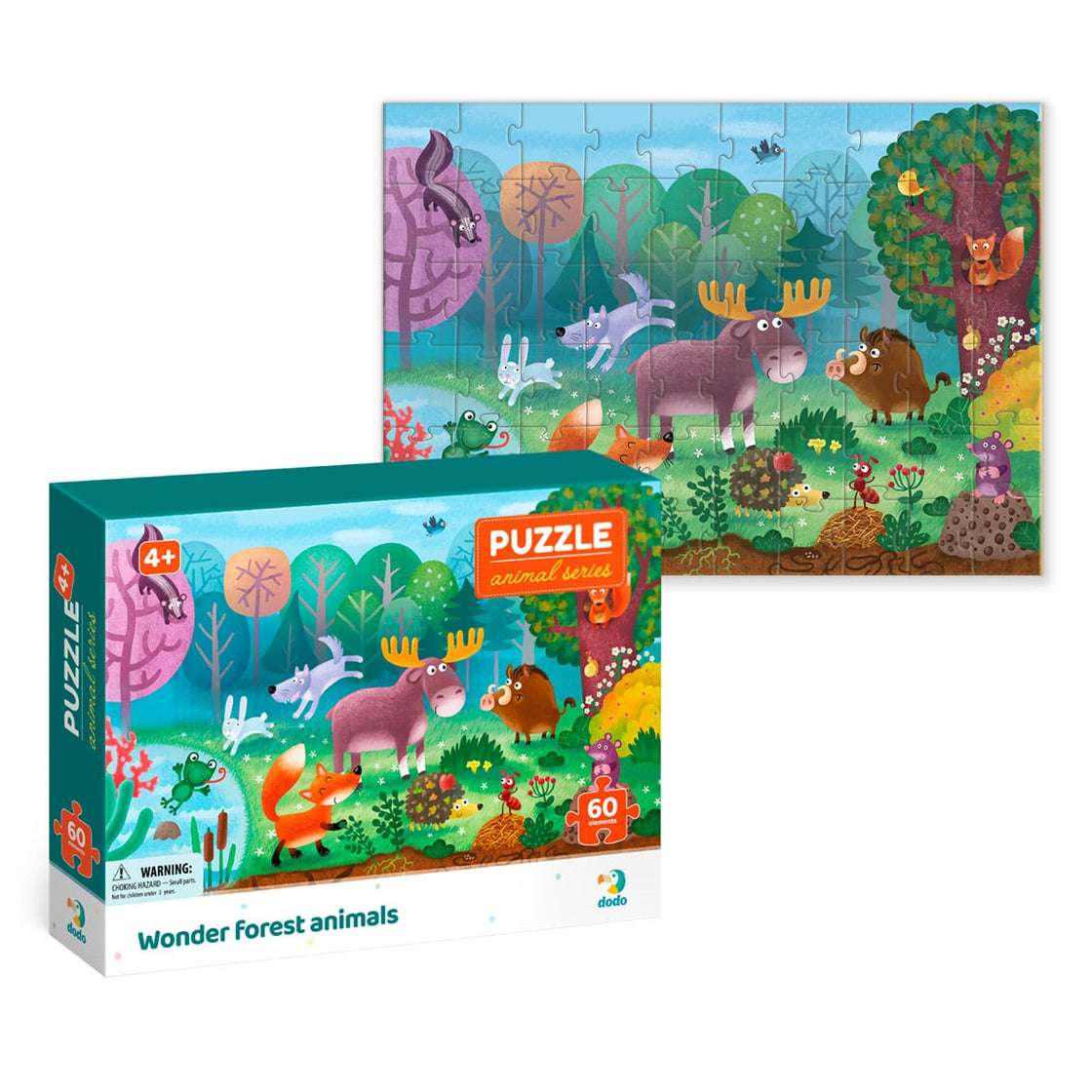 Puzzle 60 de piese, Animalele din Padurea Minunata