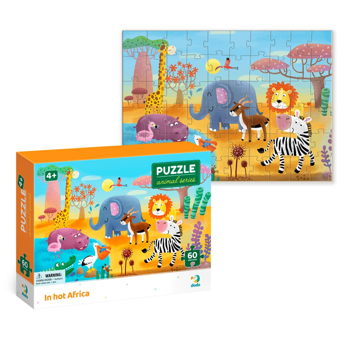 Puzzle 60 de piese, Animale din Africa
