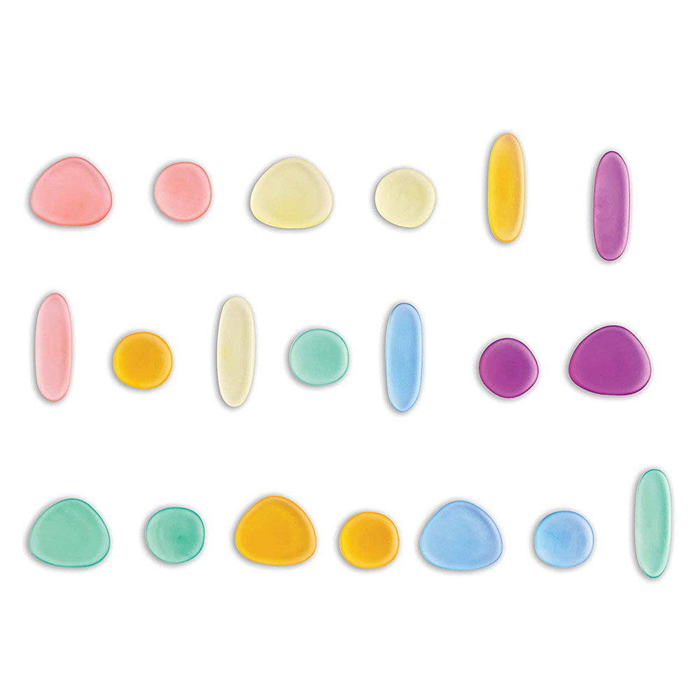 Clear Rainbow Pebbles, set 36 de pietricele translucide