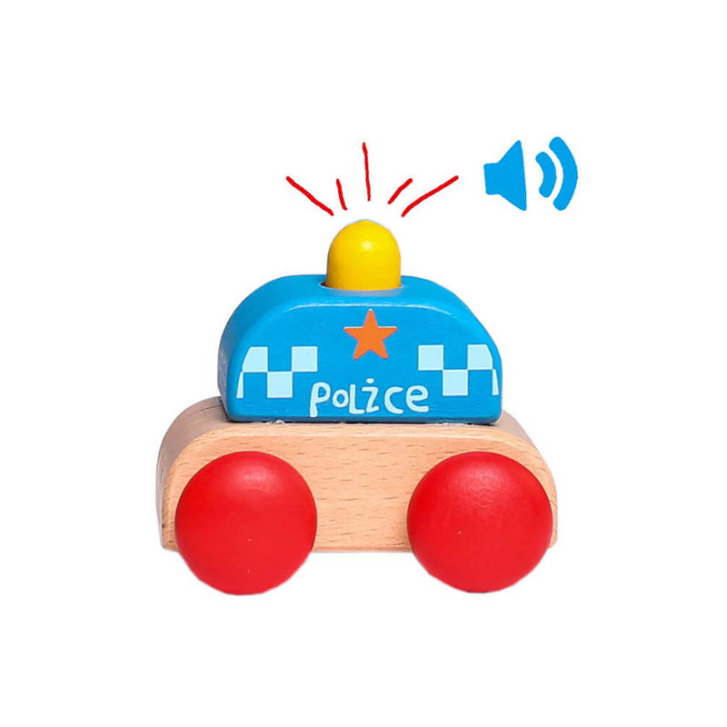 Mini-masinuta de politie din lemn cu sunet