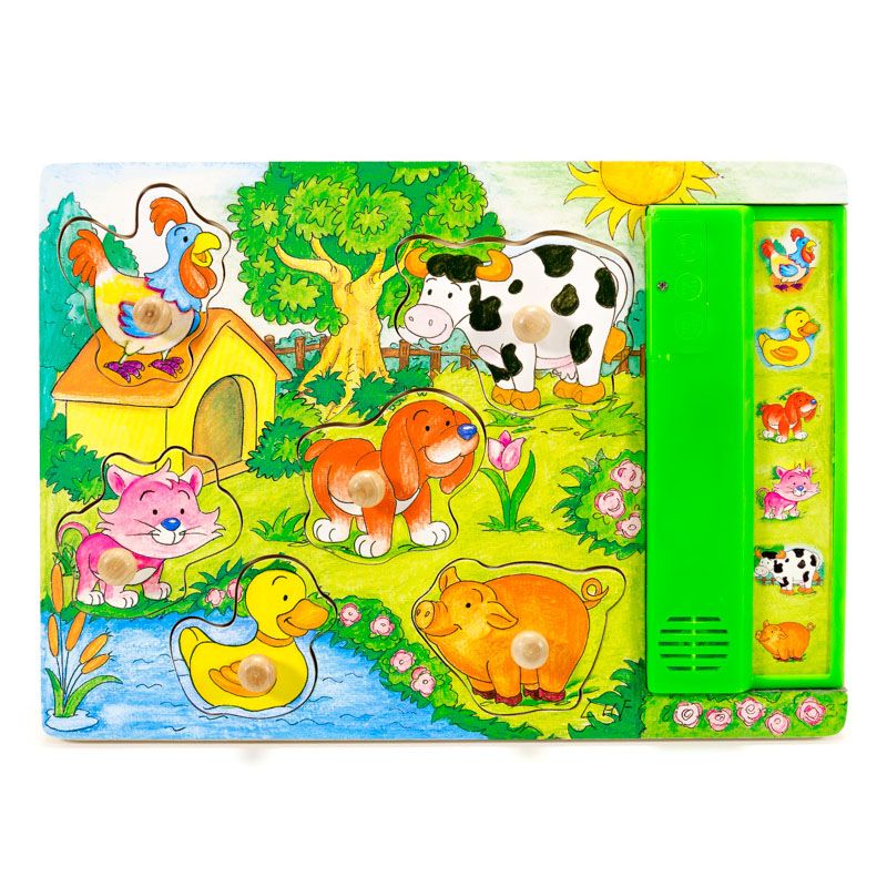 Puzzle cu maner si sunete Animale de la ferma