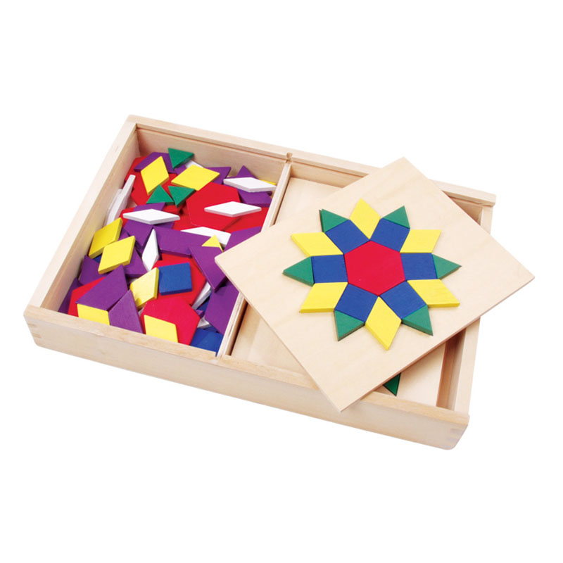 Set mozaic din lemn Tangram cu modele