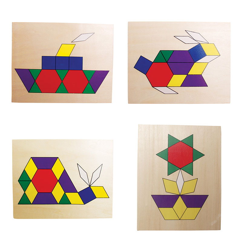 Set mozaic din lemn Tangram cu modele