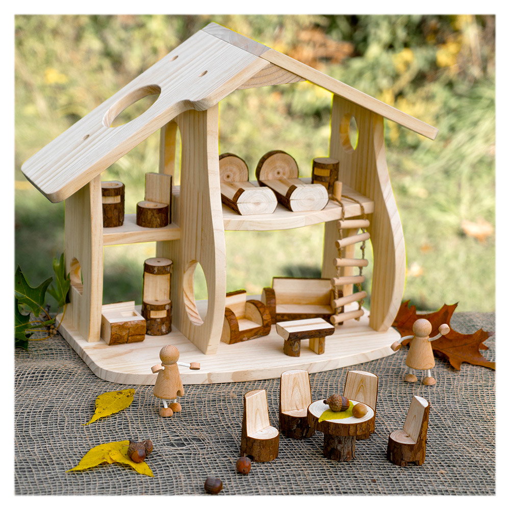 Casuta de papusi cu mobilier Woodlands, Guidecraft