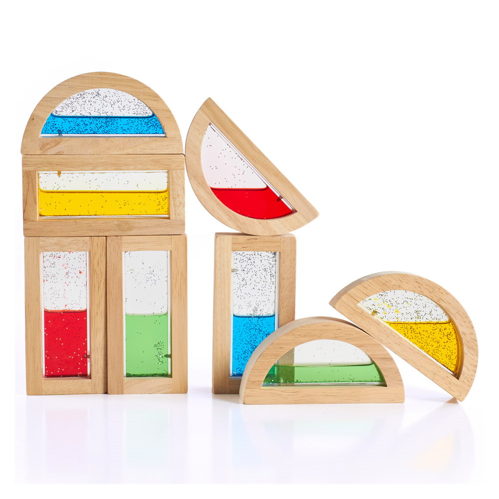 Rainbow Blocks, cu lichid colorat si sclipici, Guidecraft