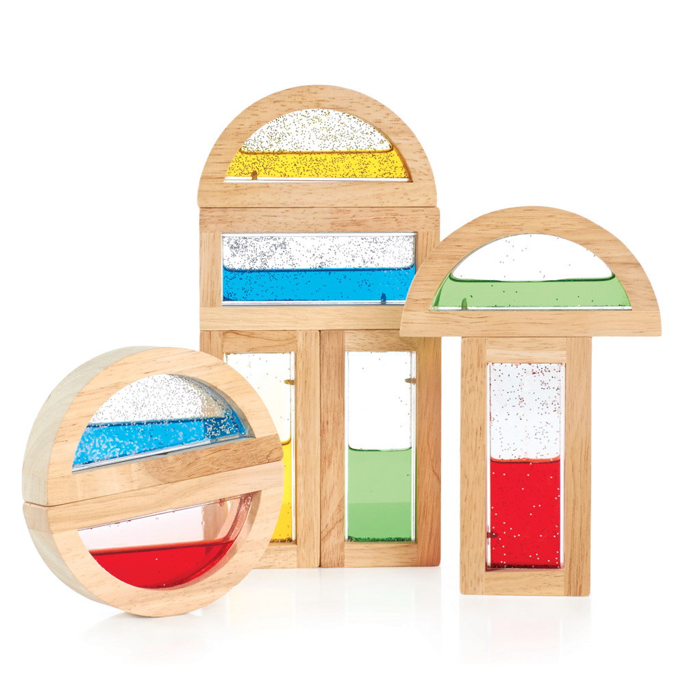 Rainbow Blocks, cu lichid colorat si sclipici, Guidecraft