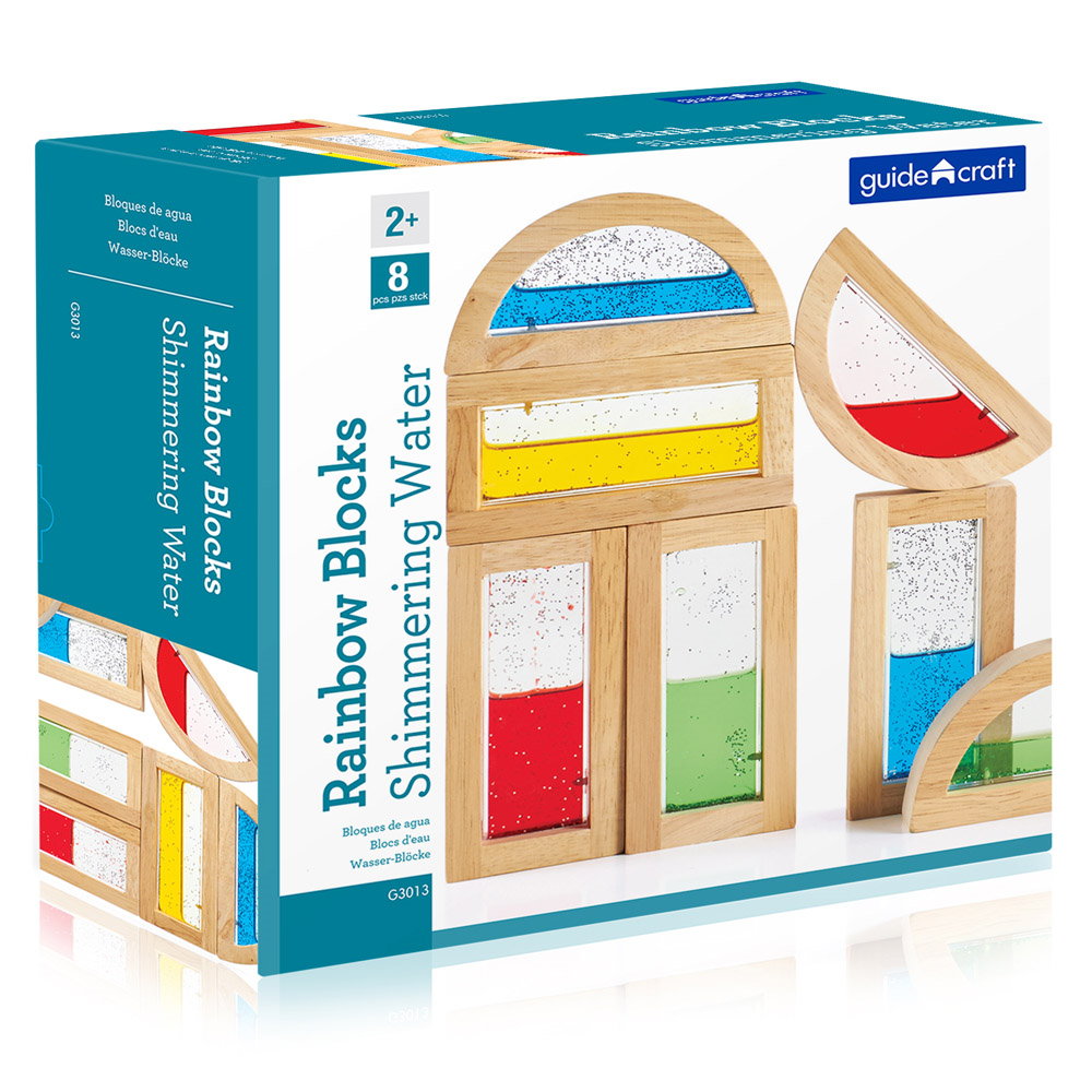 Rainbow Blocks, cu lichid colorat si sclipici, Guidecraft