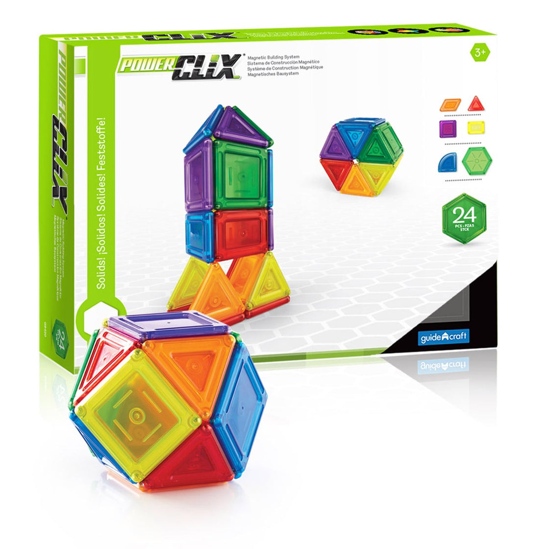 PowerClix Solids, set magnetic, 24 piese, Guidecraft