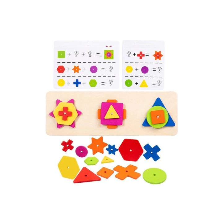 Asocieri Geometrice din Lemn Montessori – stimulează gândirea logică