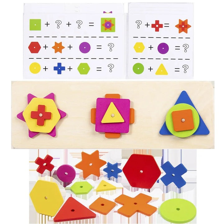 Asocieri Geometrice din Lemn Montessori – stimulează gândirea logică