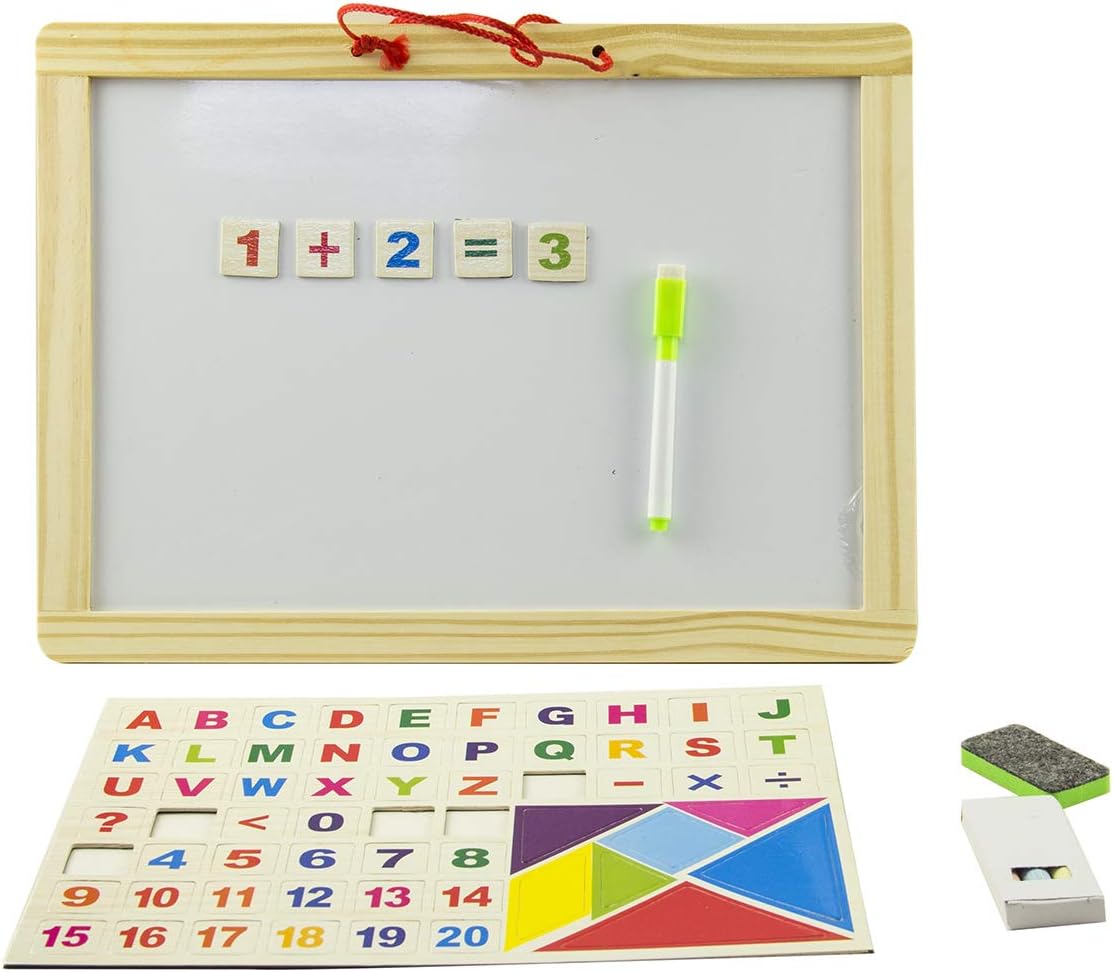 Placă educativă cu 61 de magneți – Litere, cifre și tangram