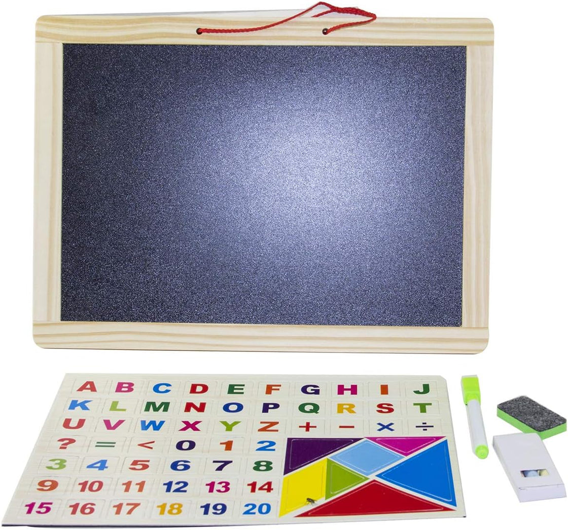 Placă educativă cu 61 de magneți – Litere, cifre și tangram