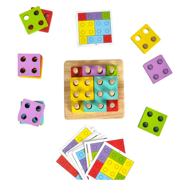 Joc Geometric Tip Tetris din Lemn – Potrivire și Creativitate