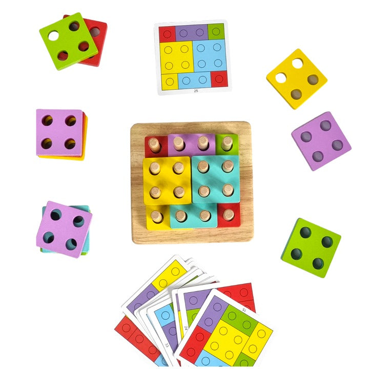 Joc Geometric Tip Tetris din Lemn – Potrivire și Creativitate