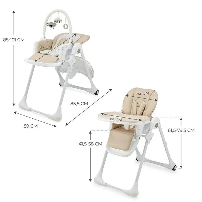 Scaun de masa kinderkraft tummie, pliabil, beige