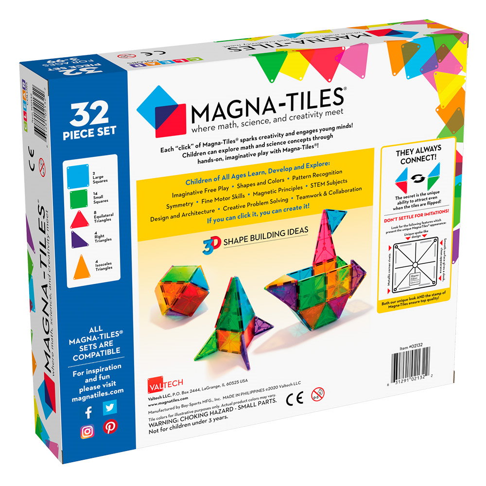 MAGNA-TILES Clear Colors, set magnetic 32 piese