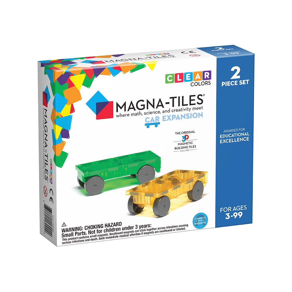 MAGNA-TILES Extensie, 2 masinute Galben si Verde