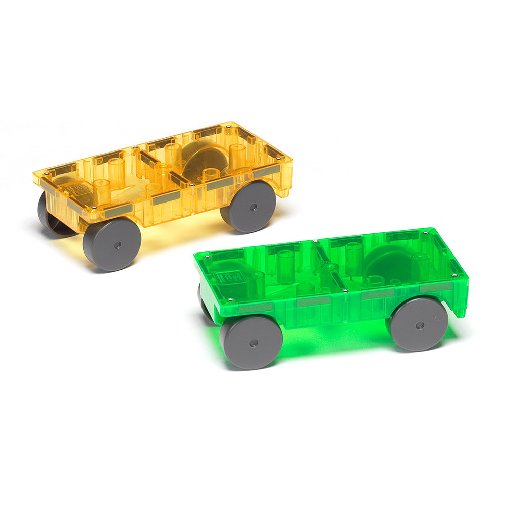 MAGNA-TILES Extensie, 2 masinute Galben si Verde