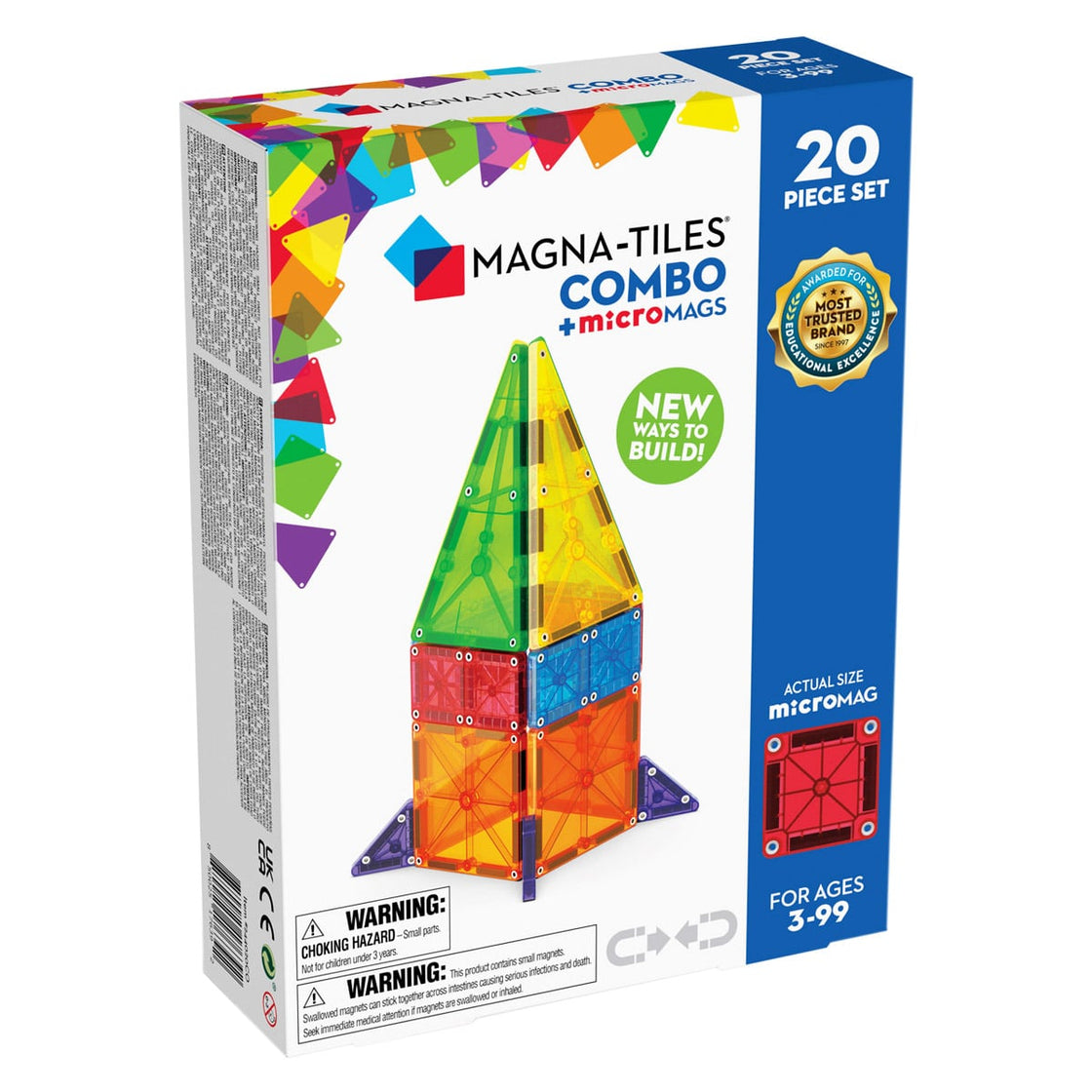 MAGNA-TILES Combo + microMAGS, 20 piese
