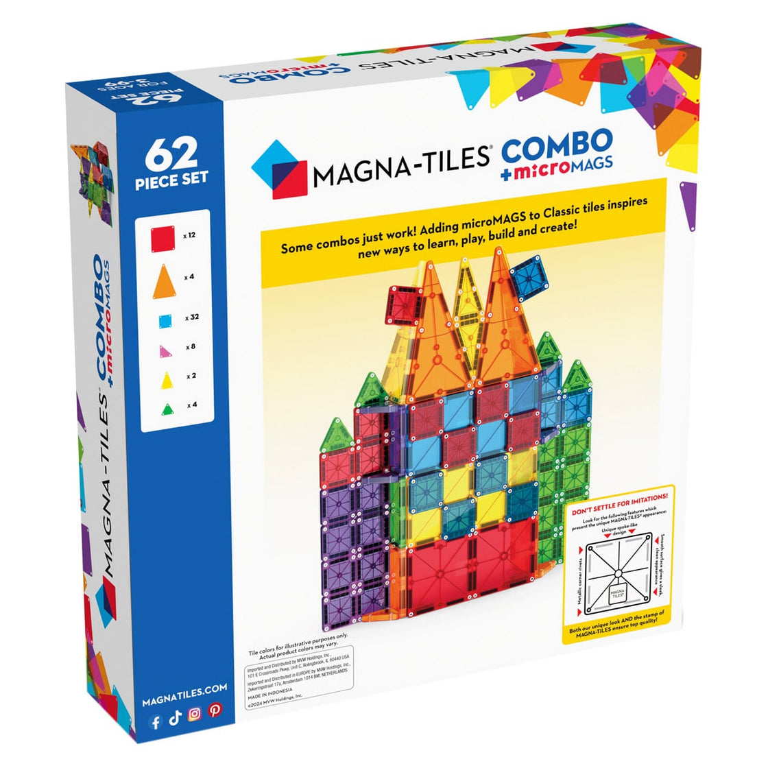 MAGNA-TILES Combo + microMAGS, 62 piese