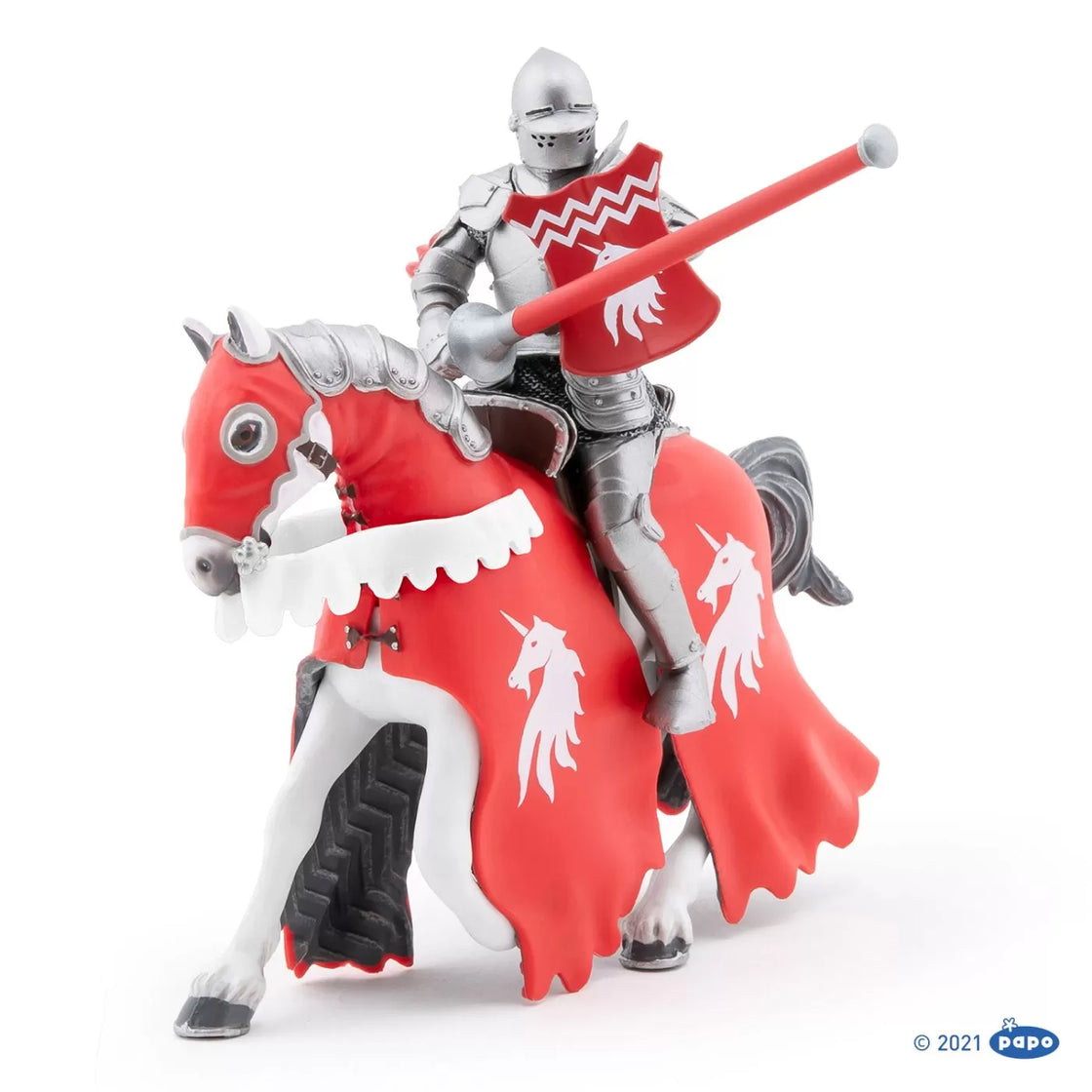 Papo figurina cavaler cu sulita si scut rosu