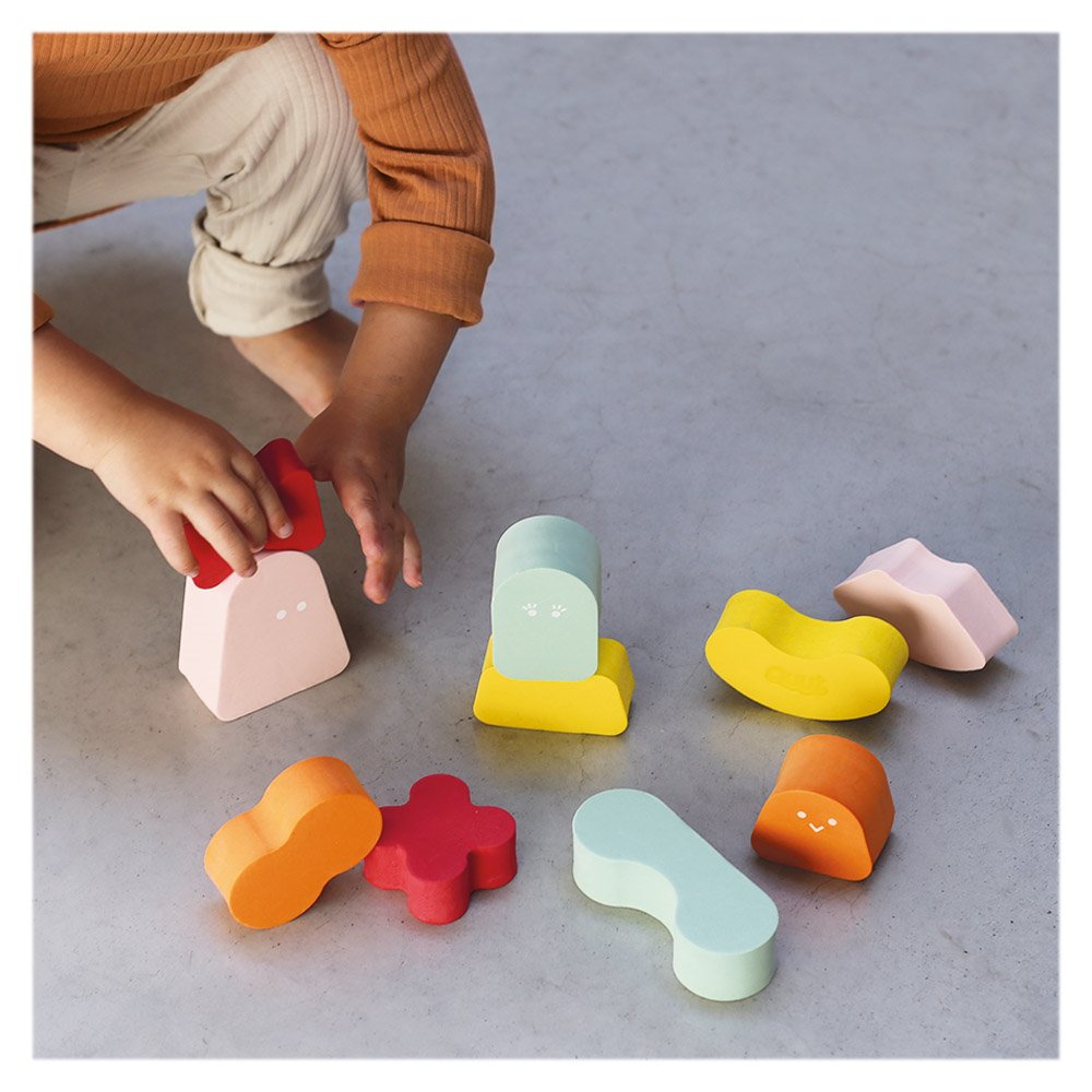Blokki, joc de stivuire din spuma, coral pink, Quut Toys