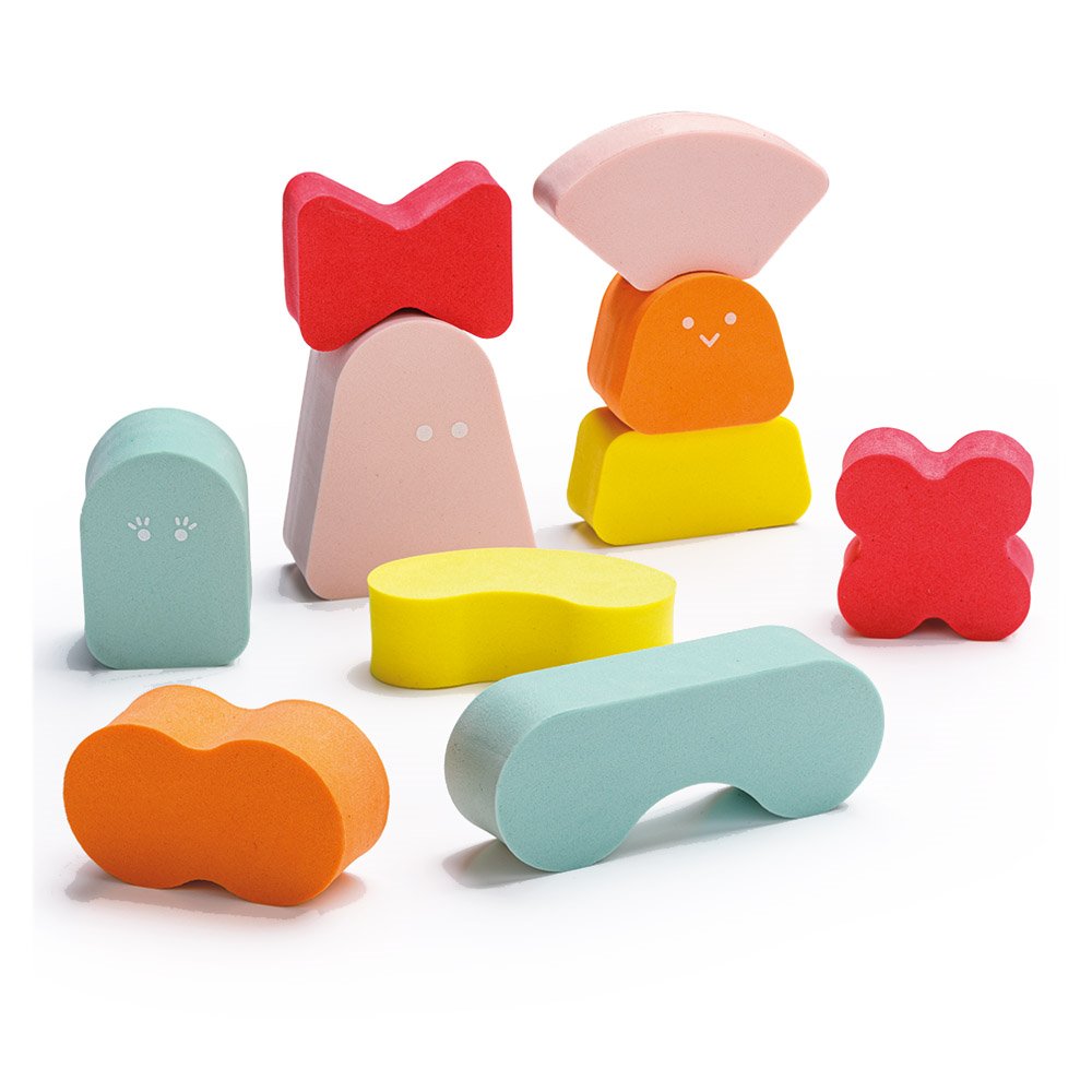 Blokki, joc de stivuire din spuma, coral pink, Quut Toys