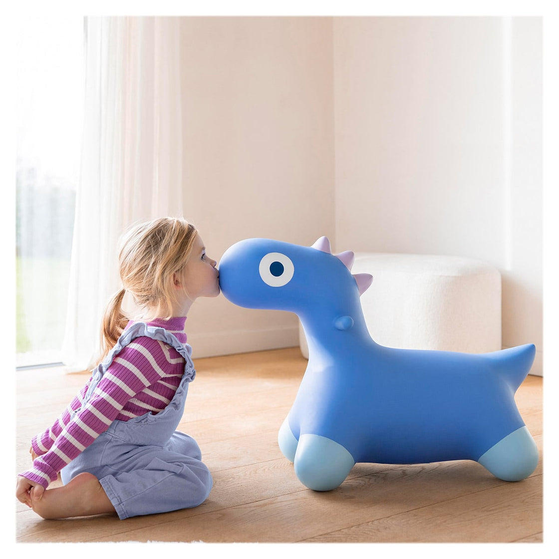 Hoppi Dino, dinozaur gonflabil saltaret, albastru