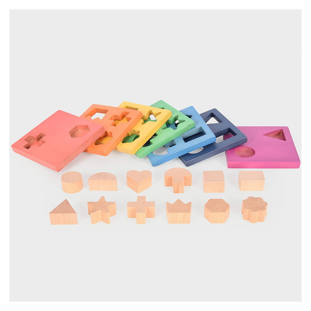 Shape Stacker, placi din lemn cu forme pentru sortat