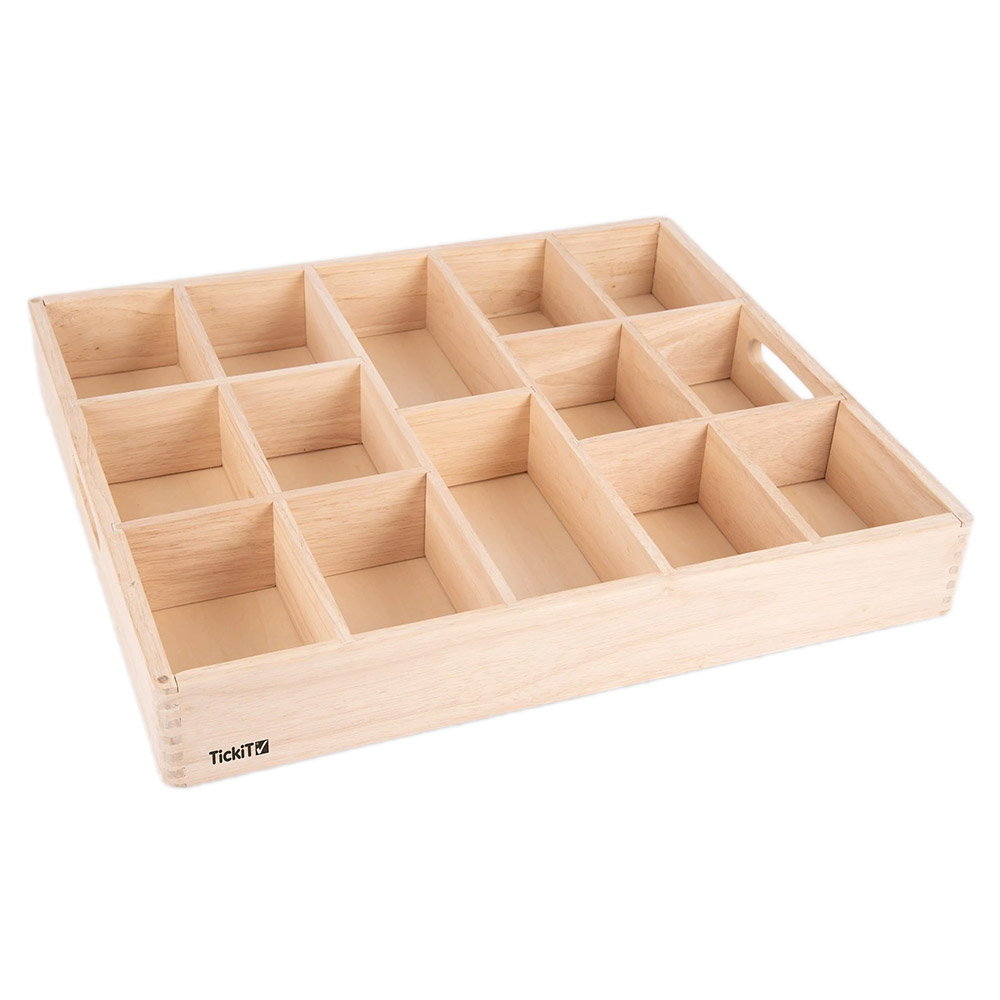 Tava de sortare din lemn cu 14 compartimente, Tickit