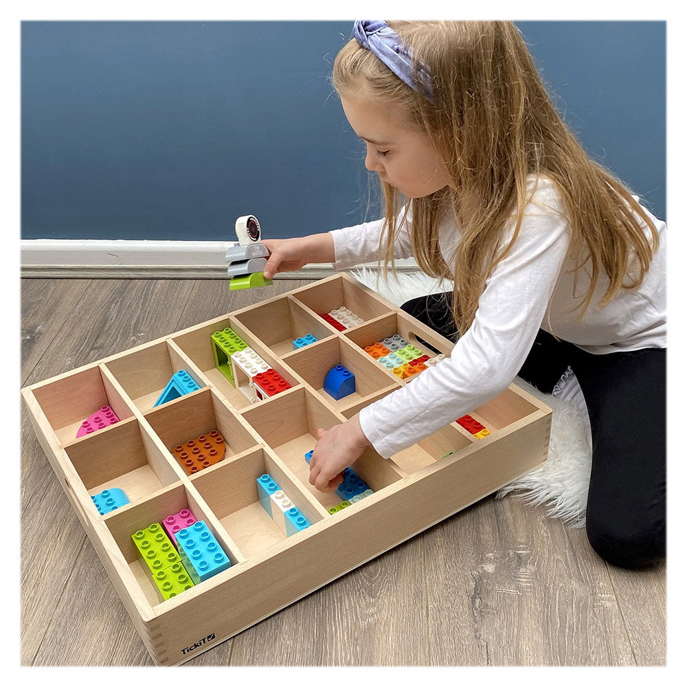 Tava de sortare din lemn cu 14 compartimente, Tickit