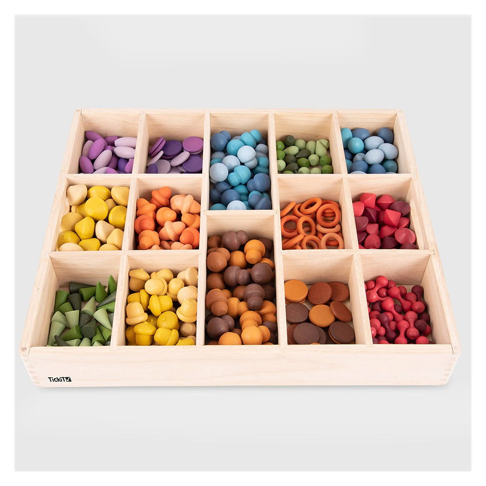 Tava de sortare din lemn cu 14 compartimente, Tickit
