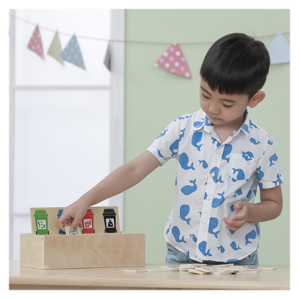 Sortator din lemn, deseuri selective, Viga Toys