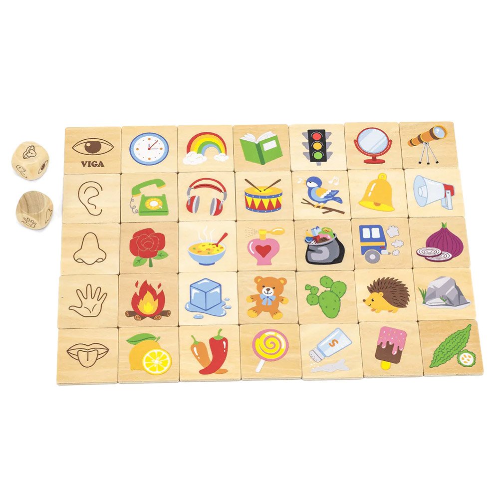 Puzzle de asociere din lemn, Invatam simturile