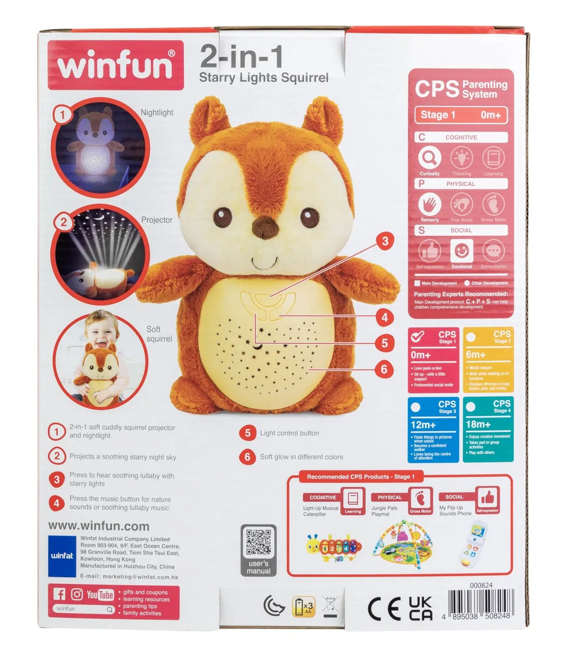 Winfun proiector si lampa de veghe veverita