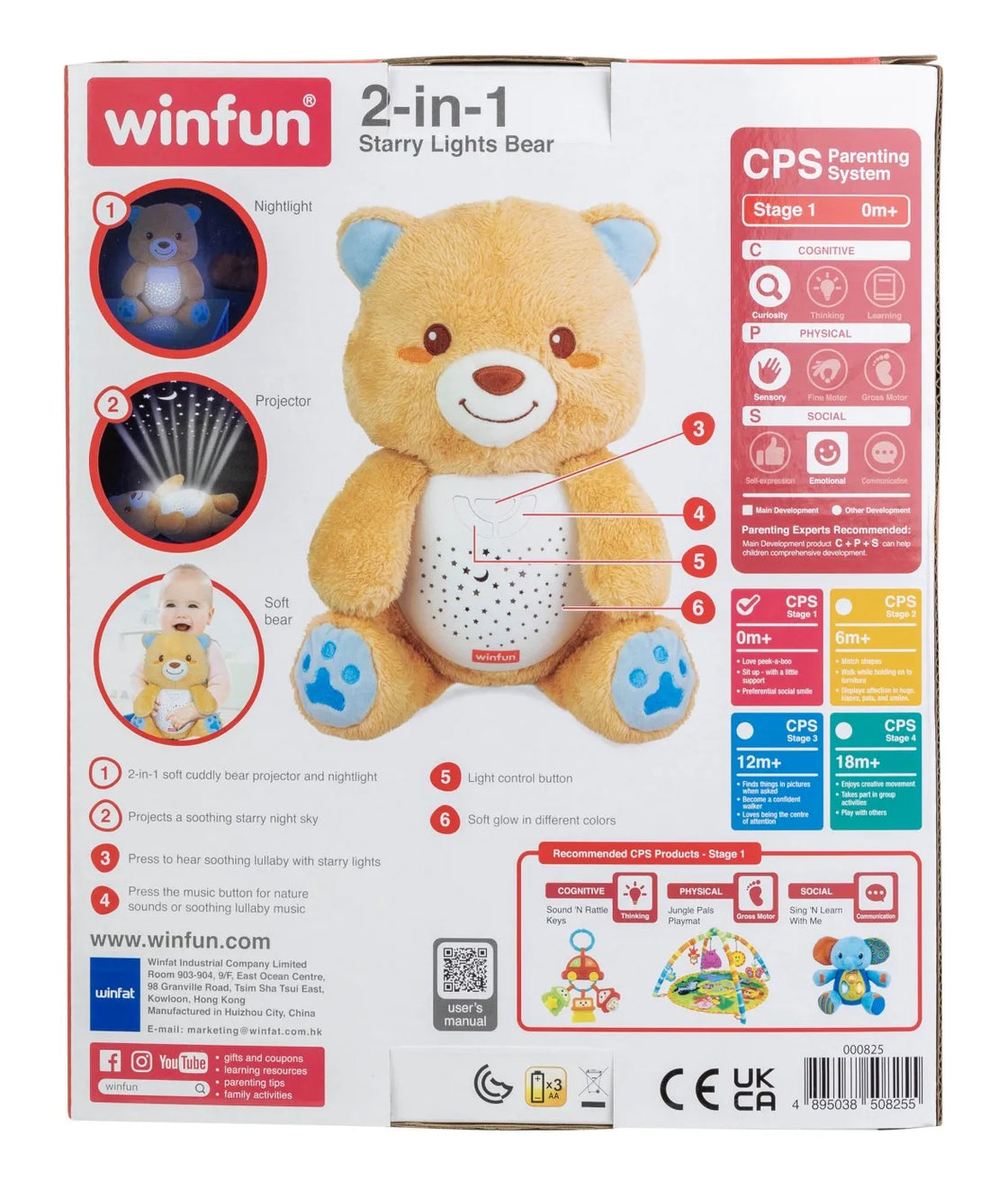 Winfun proiector si lampa de veghe ursulet