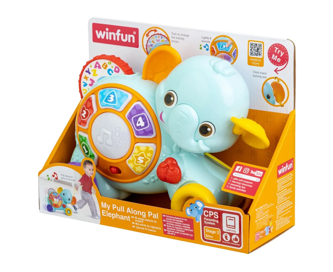 Winfun jucarie de tras elefant cu sunete si lumini