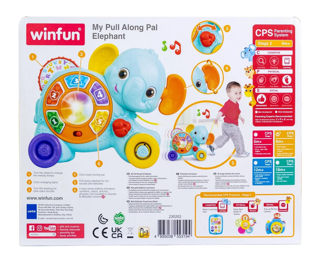 Winfun jucarie de tras elefant cu sunete si lumini