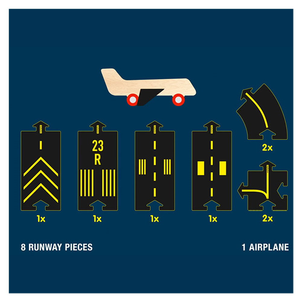 Runway, pista aeroport Waytoplay cu avion din lemn