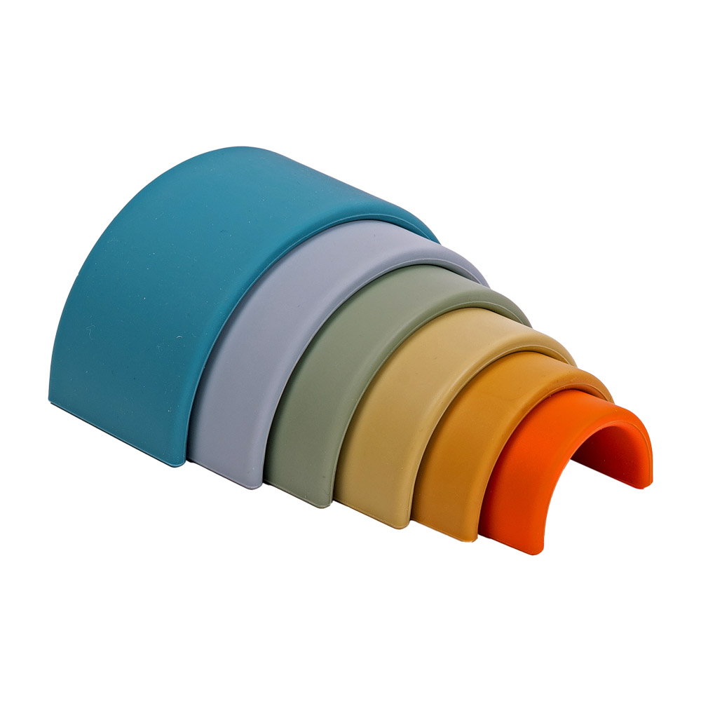 Rainbow, joc montessori de stivuire, 6 piese, nature