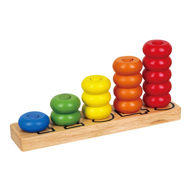 Inele de stivuit din lemn Numere, Viga Toys