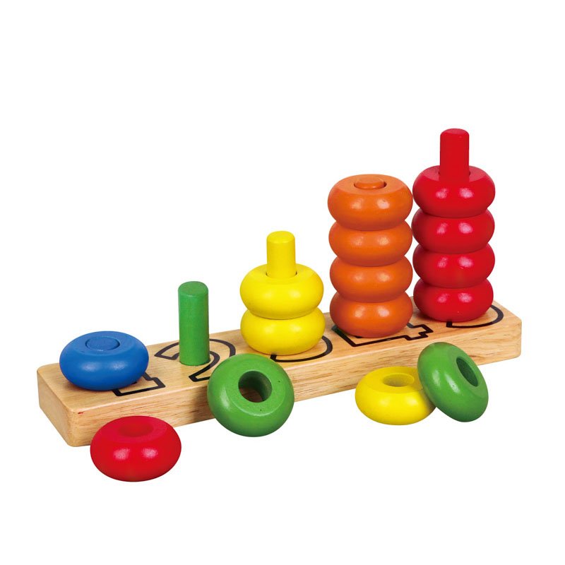 Inele de stivuit din lemn Numere, Viga Toys